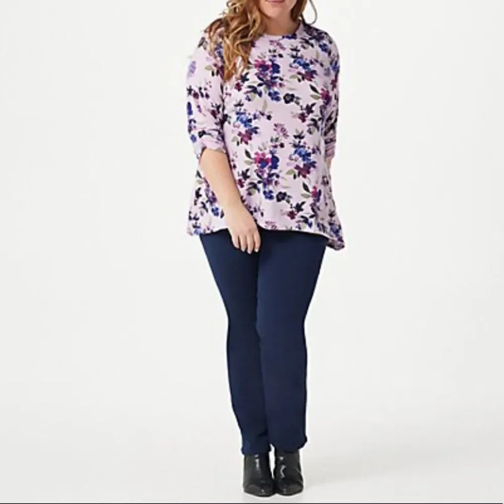 Denim & Co. Printed Heavenly Jersey 3/4 Sleeve Tunic